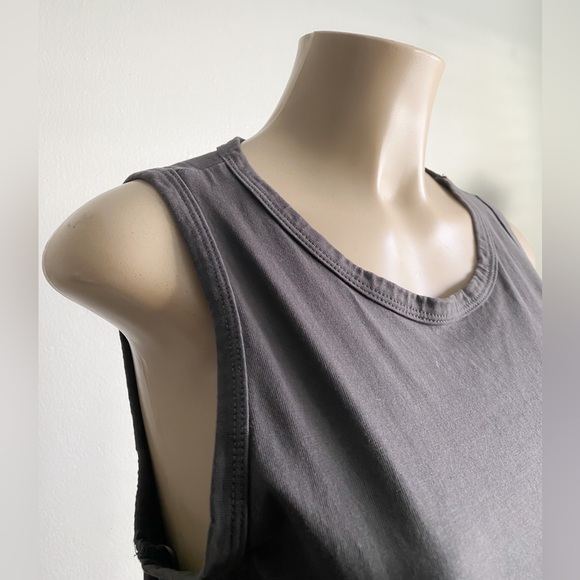 Mod Ref Gray Sleeveless Cotton T Shirt Midi Dress Minimalist Quiet Luxury Lounge - Picture 3 of 7